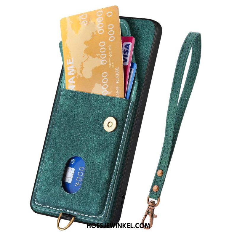 Hoesje Samsung Galaxy A17 4g / 5g Suède-look Met Kaarthouder En Draagkoord