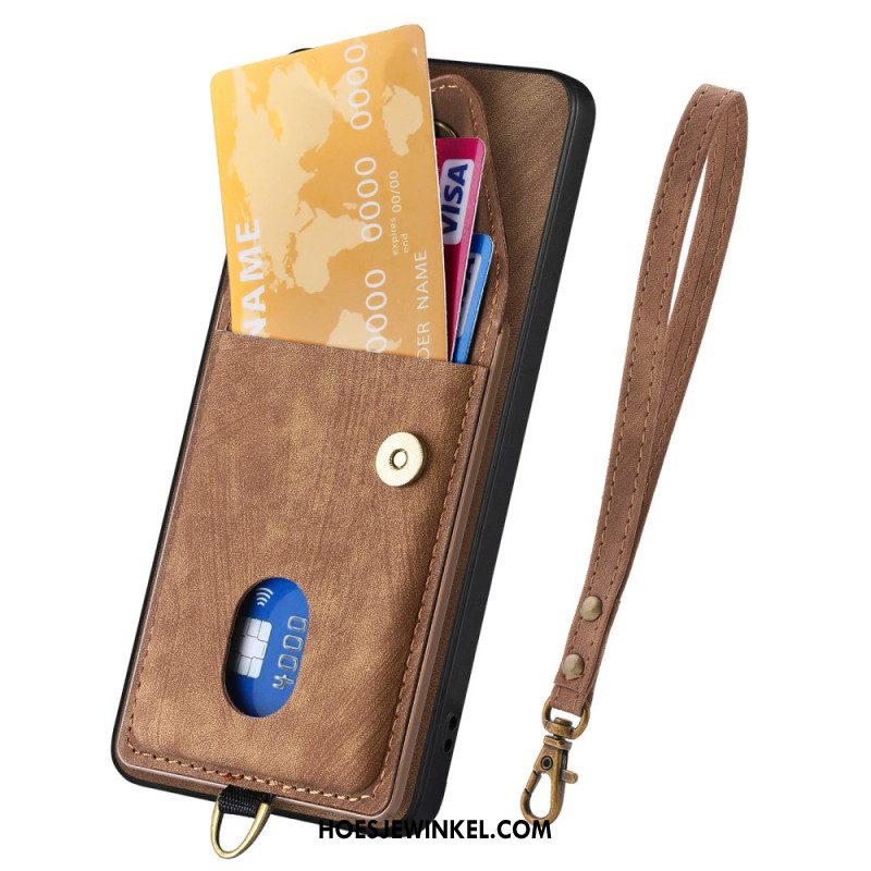 Hoesje Samsung Galaxy A17 4g / 5g Suède-look Met Kaarthouder En Draagkoord