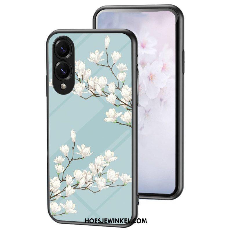 Hoesje Samsung Galaxy S25 5g Edge Bloemenpatroon Van Gehard Glas Bescherming Hoesje