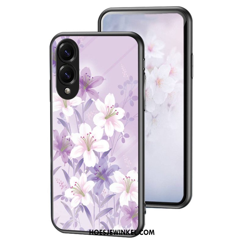 Hoesje Samsung Galaxy S25 5g Edge Bloemenpatroon Van Gehard Glas Bescherming Hoesje