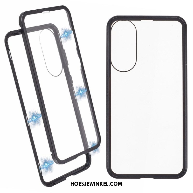 Hoesje Samsung Galaxy S25 5g Edge Gehard Glas En Magnetisch Frame Bescherming Hoesje
