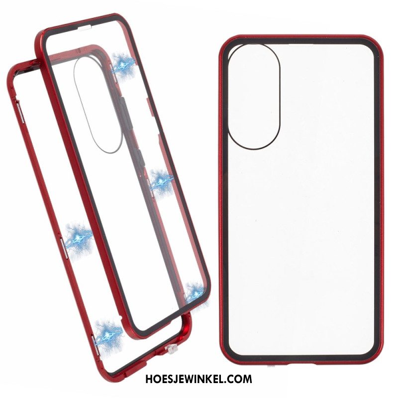 Hoesje Samsung Galaxy S25 5g Edge Gehard Glas En Magnetisch Frame Bescherming Hoesje