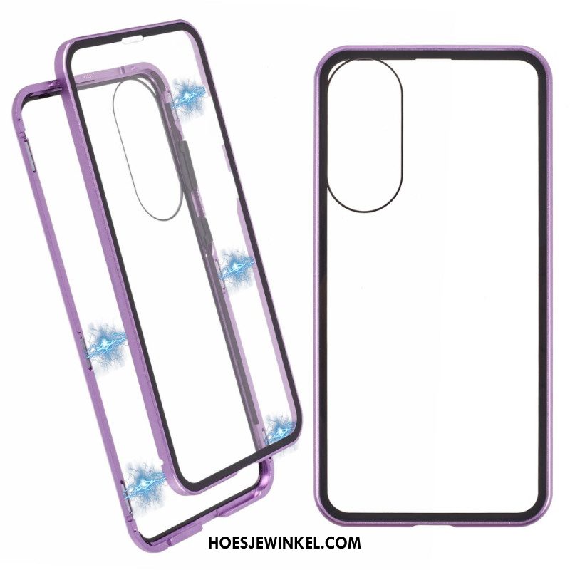 Hoesje Samsung Galaxy S25 5g Edge Gehard Glas En Magnetisch Frame Bescherming Hoesje