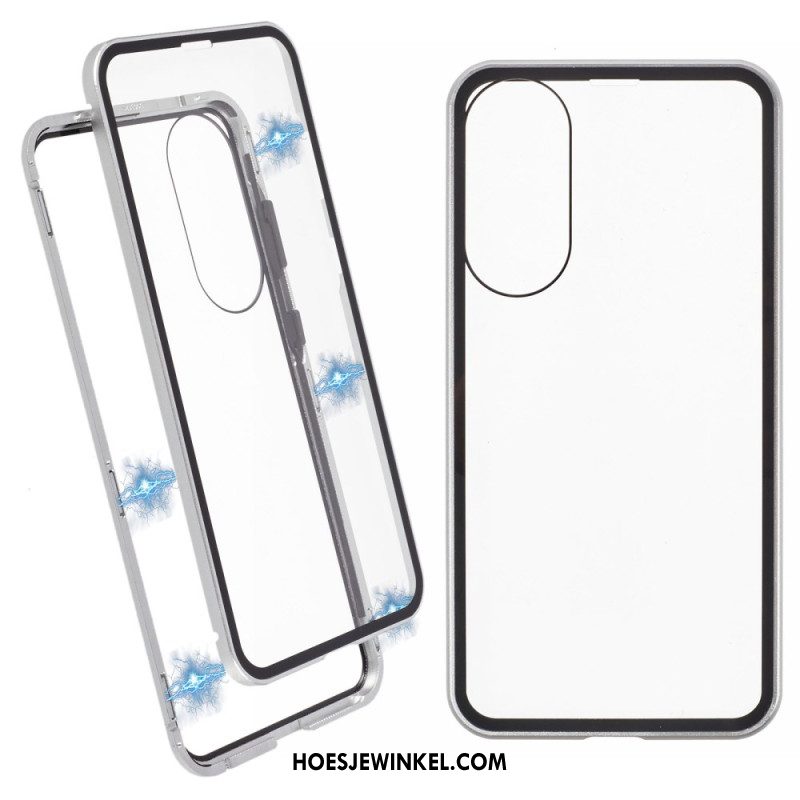 Hoesje Samsung Galaxy S25 5g Edge Gehard Glas En Magnetisch Frame Bescherming Hoesje