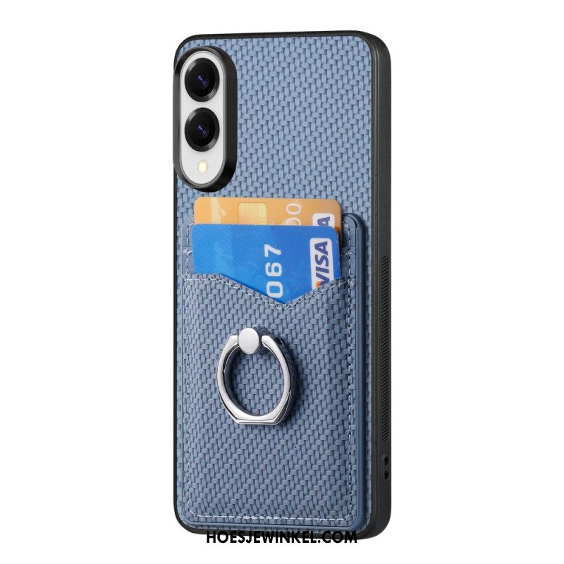 Hoesje Samsung Galaxy S25 5g Edge Kaarthouder En Ringstandaard Van Koolstofvezel Bescherming Hoesje