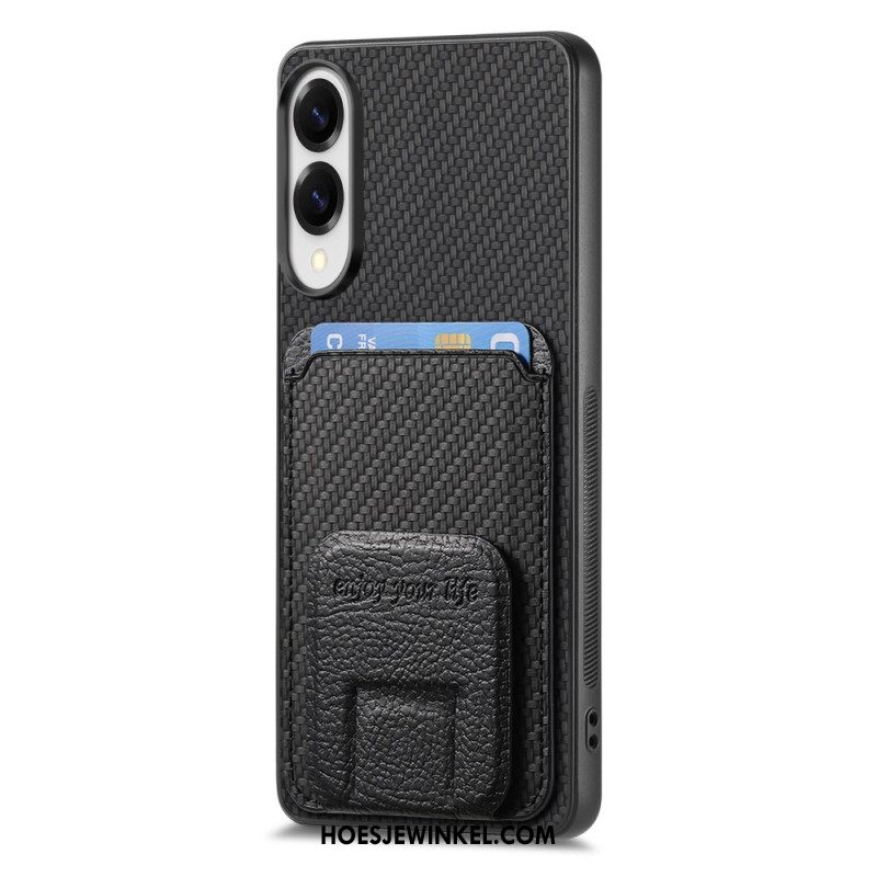 Hoesje Samsung Galaxy S25 5g Edge Kaarthouder Met Koolstofvezeltextuur En Geïntegreerde Standaard