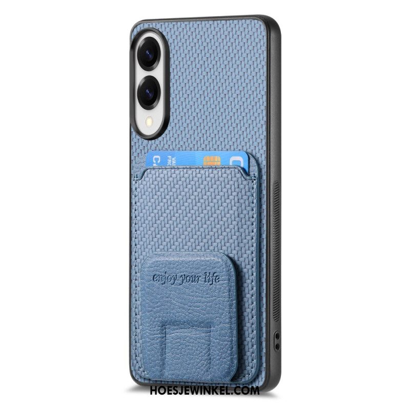 Hoesje Samsung Galaxy S25 5g Edge Kaarthouder Met Koolstofvezeltextuur En Geïntegreerde Standaard