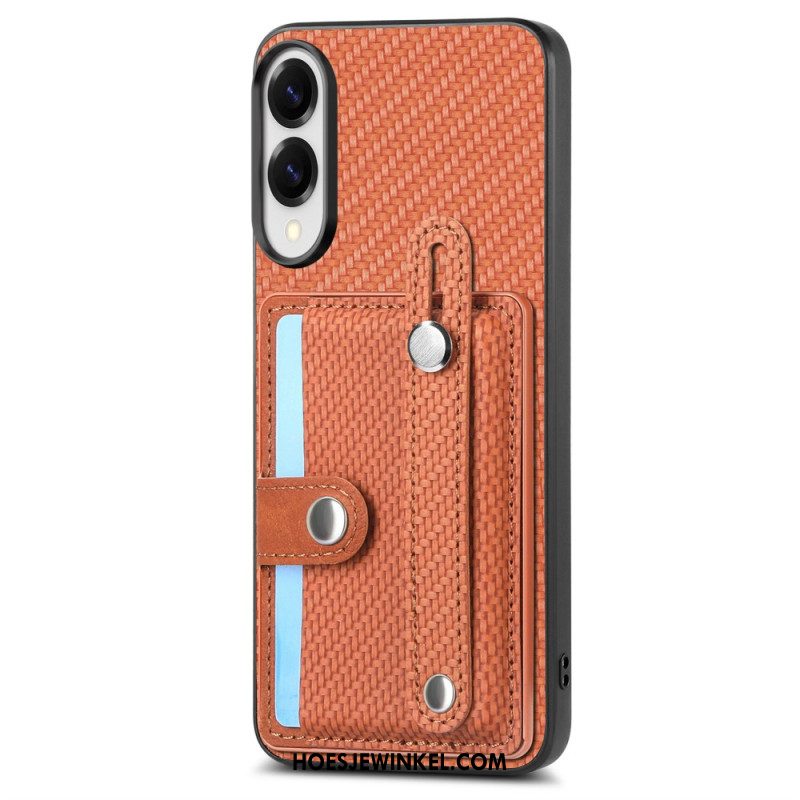 Hoesje Samsung Galaxy S25 5g Edge Koolstofvezel Met Kaarthouder En Riemhouder