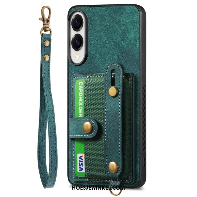 Hoesje Samsung Galaxy S25 5g Edge Retro Kaarthouder En Polsband Bescherming Hoesje