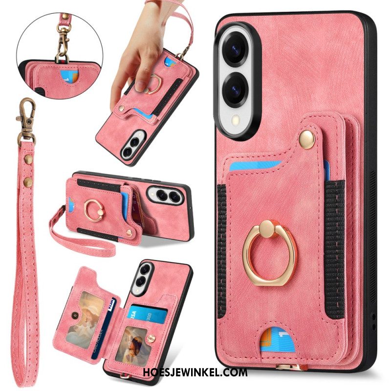 Hoesje Samsung Galaxy S25 5g Edge Retro Rfid-kaarthouder En Draagkoord