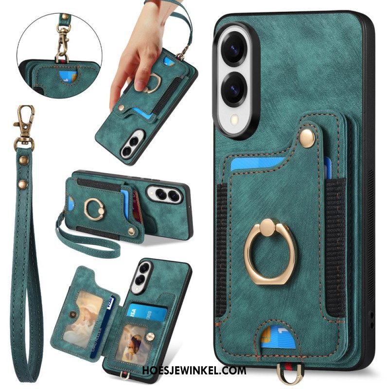 Hoesje Samsung Galaxy S25 5g Edge Retro Rfid-kaarthouder En Draagkoord
