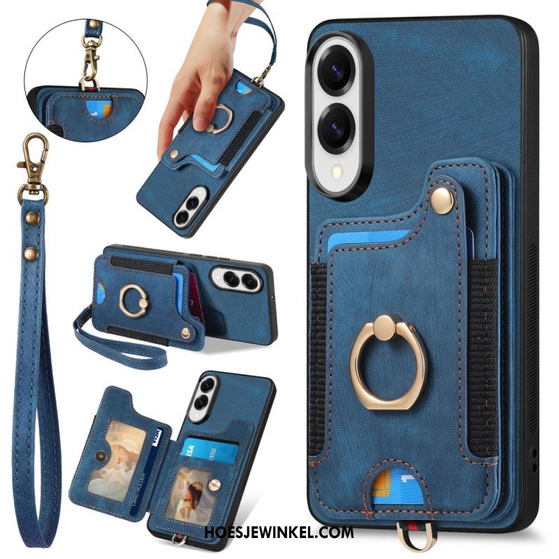 Hoesje Samsung Galaxy S25 5g Edge Retro Rfid-kaarthouder En Draagkoord