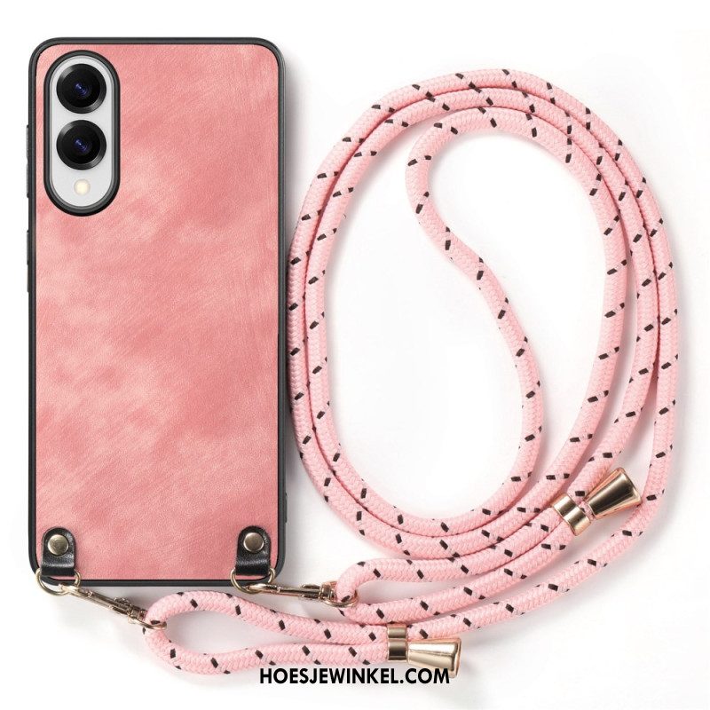 Hoesje Samsung Galaxy S25 5g Edge Vintage Koord Met Leerlook