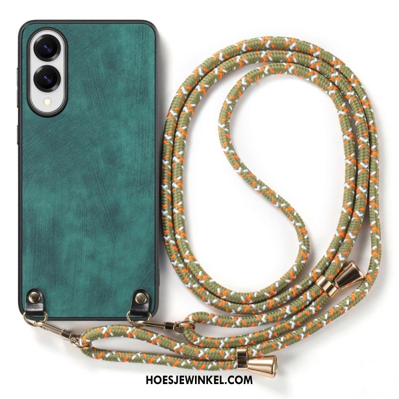 Hoesje Samsung Galaxy S25 5g Edge Vintage Koord Met Leerlook