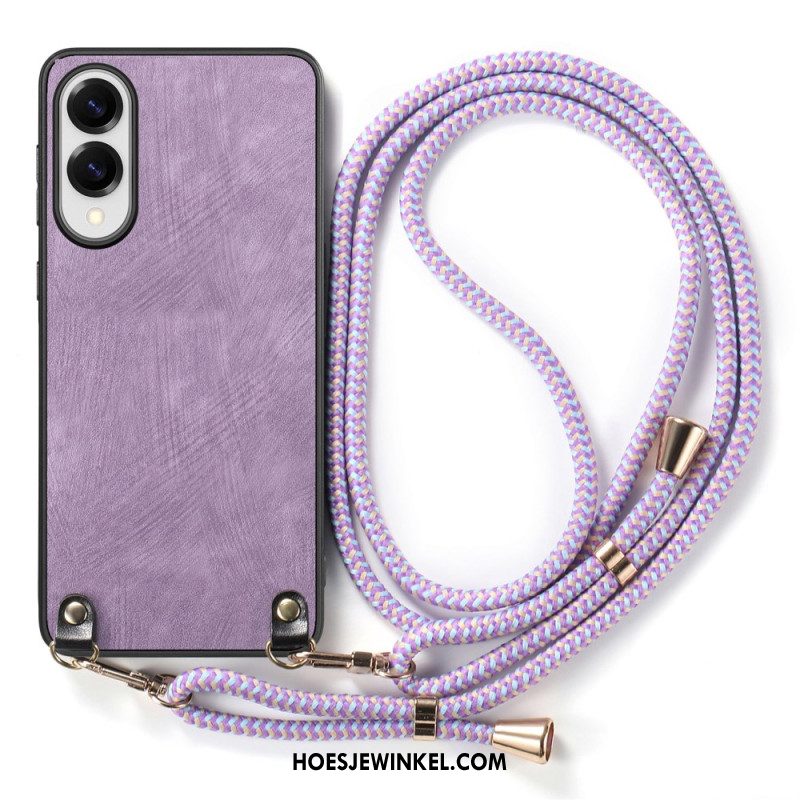 Hoesje Samsung Galaxy S25 5g Edge Vintage Koord Met Leerlook