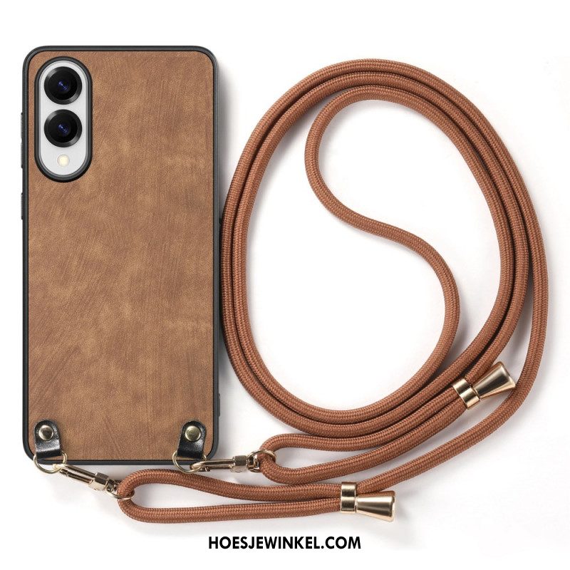 Hoesje Samsung Galaxy S25 5g Edge Vintage Koord Met Leerlook