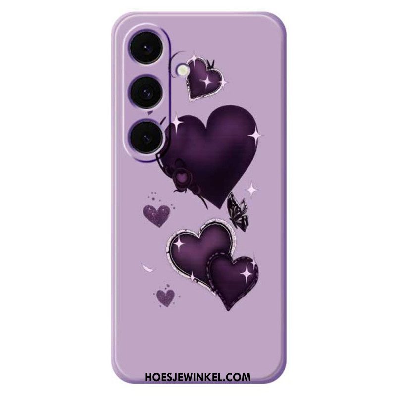 Hoesje Samsung Galaxy S25 Fe Siliconen Met Paarse Hartjes