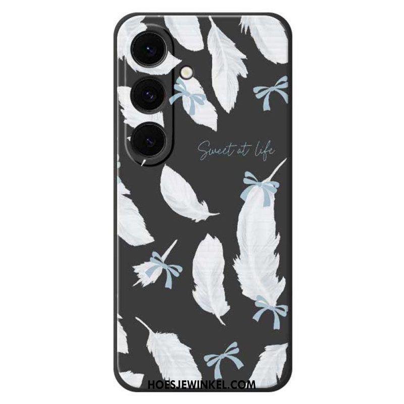 Hoesje Samsung Galaxy S25 Fe Siliconen Met Witte Veren