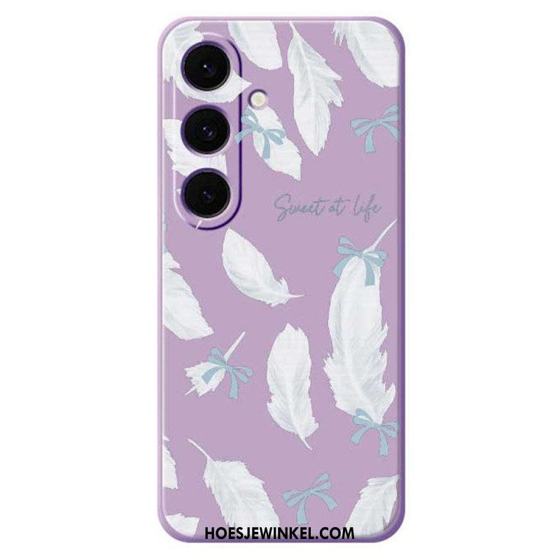 Hoesje Samsung Galaxy S25 Fe Siliconen Met Witte Veren