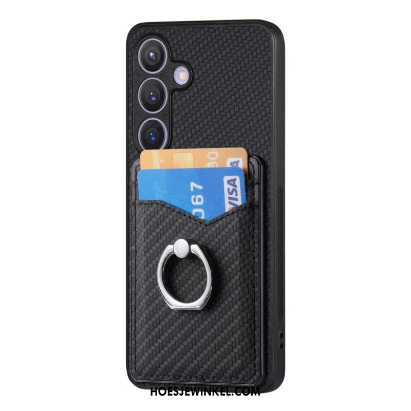 Hoesje Samsung Galaxy S25 Plus 5g Kaarthouder En Ringhouder Van Koolstofvezel