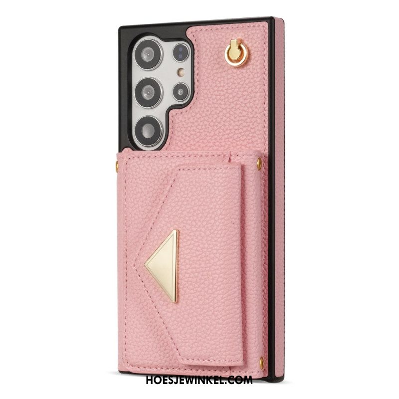 Hoesje Samsung Galaxy S25 Ultra 5g Lederlook Met Kaarthouder En Bandje