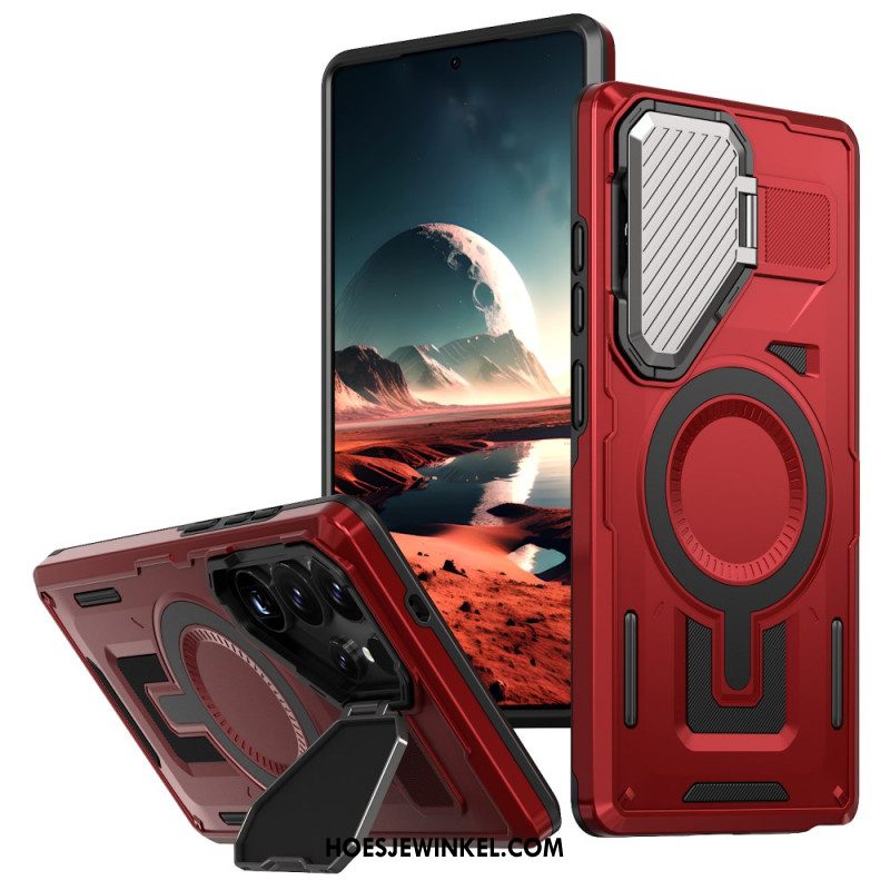 Hoesje Samsung Galaxy S25 Ultra 5g Metallic Effect Met Lenskap En Standaard Bescherming Hoesje