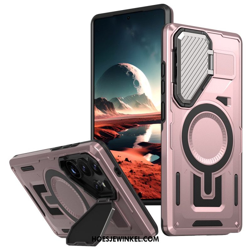 Hoesje Samsung Galaxy S25 Ultra 5g Metallic Effect Met Lenskap En Standaard Bescherming Hoesje
