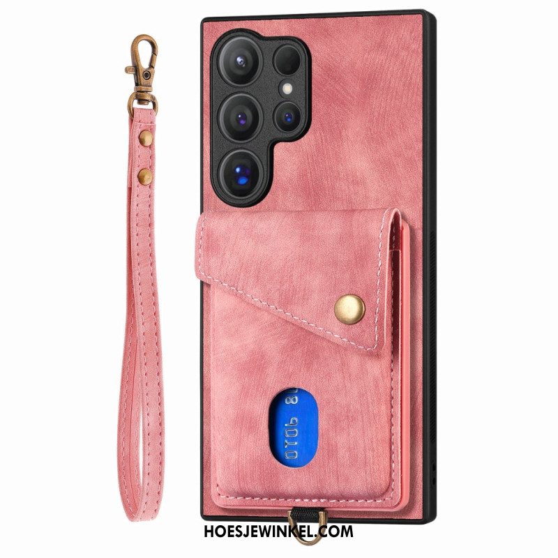 Hoesje Samsung Galaxy S25 Ultra 5g Suède-look Met Kaarthouder Standaard