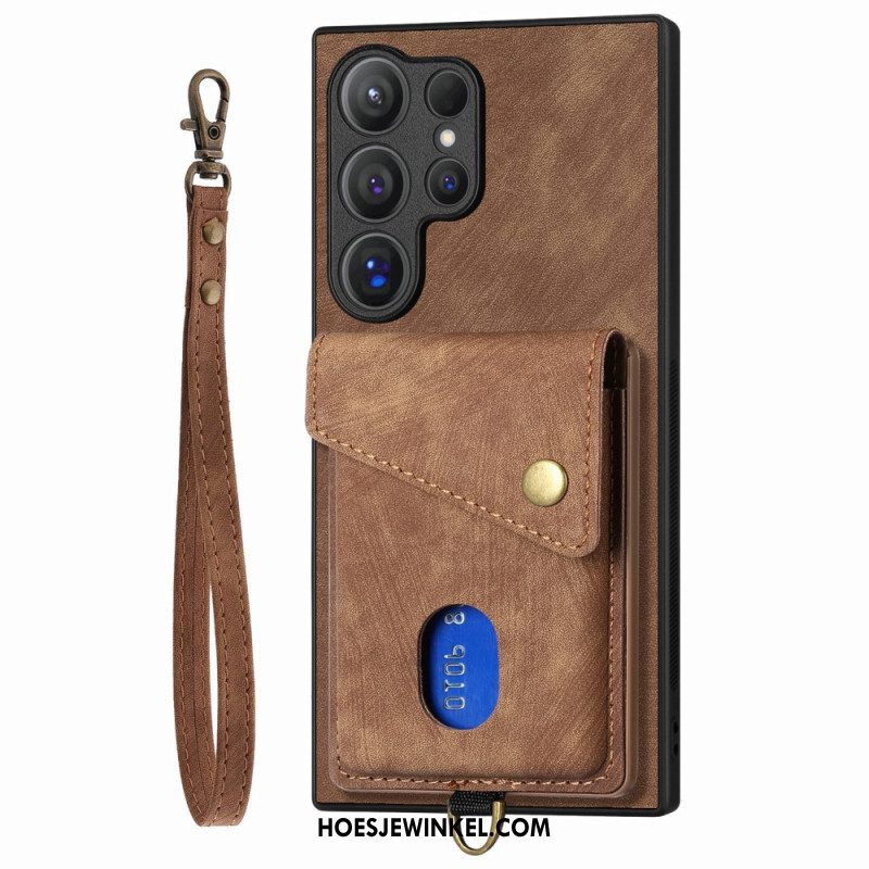 Hoesje Samsung Galaxy S25 Ultra 5g Suède-look Met Kaarthouder Standaard