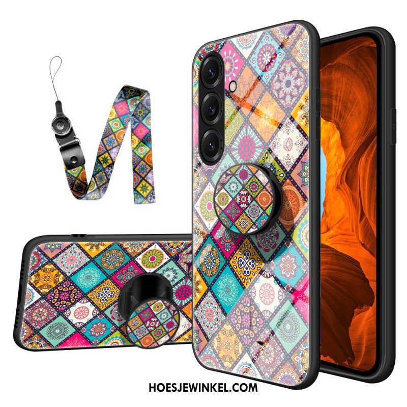 Hoesje Samsung Galaxy S26 Plus Ringhouder En Patchwork Koord Bescherming Hoesje