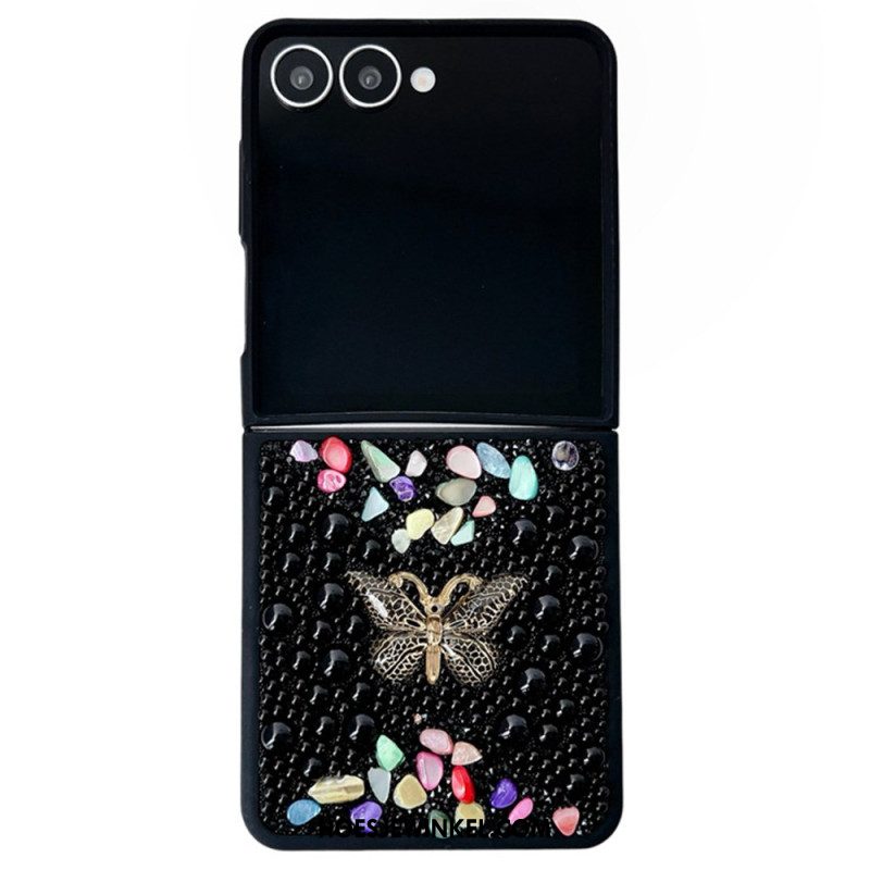 Hoesje Samsung Galaxy Z Flip 7 Decoratie Met Strass-vlinder