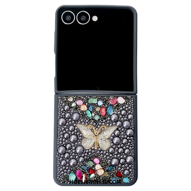 Hoesje Samsung Galaxy Z Flip 7 Decoratie Met Strass-vlinder