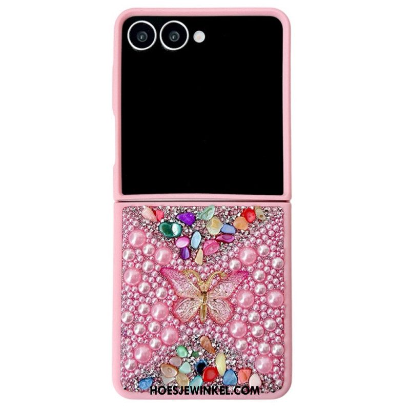 Hoesje Samsung Galaxy Z Flip 7 Decoratie Met Strass-vlinder