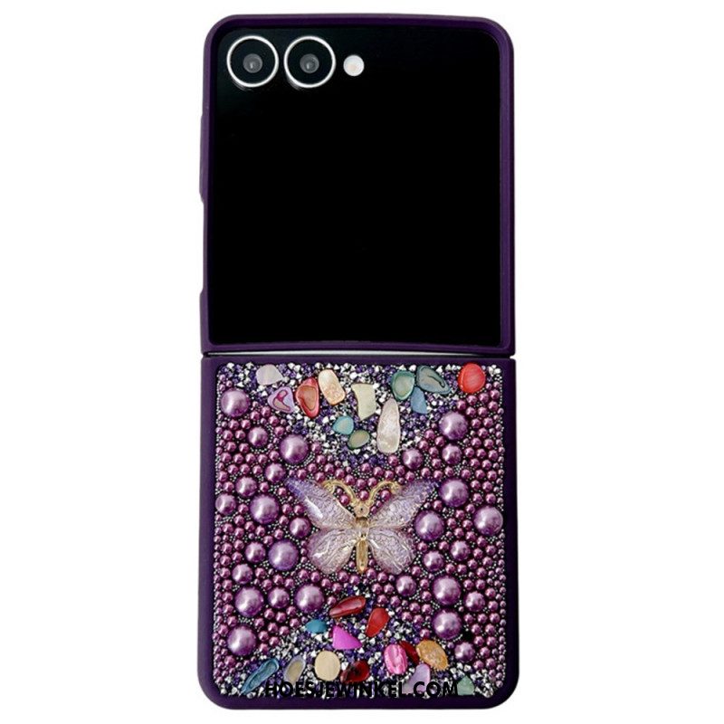 Hoesje Samsung Galaxy Z Flip 7 Decoratie Met Strass-vlinder