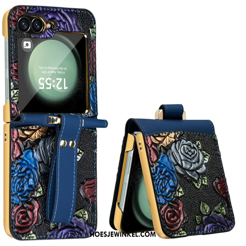 Hoesje Samsung Galaxy Z Flip 7 Fe Crossbodyriem Met Bloemendesign Bescherming Hoesje