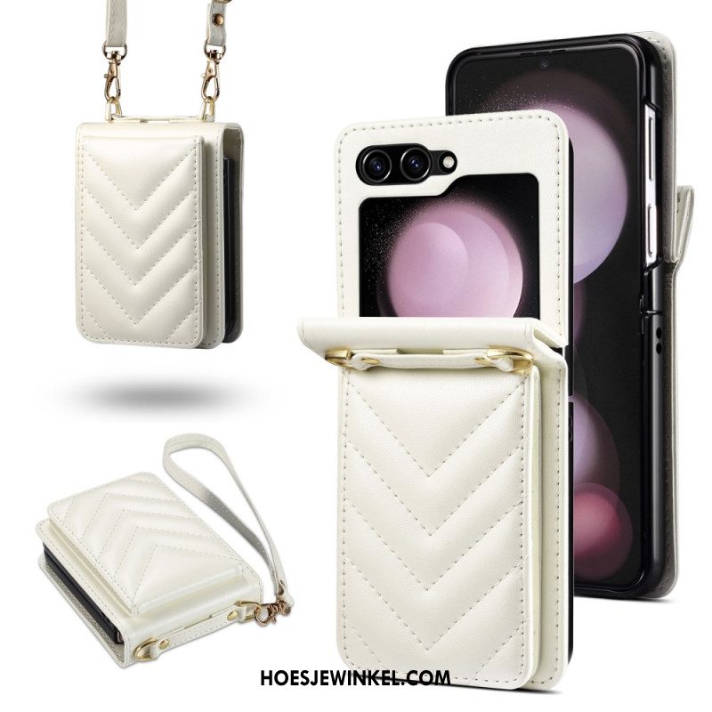 Hoesje Samsung Galaxy Z Flip 7 Fe Gewatteerde Kaarthouder En Schouderband