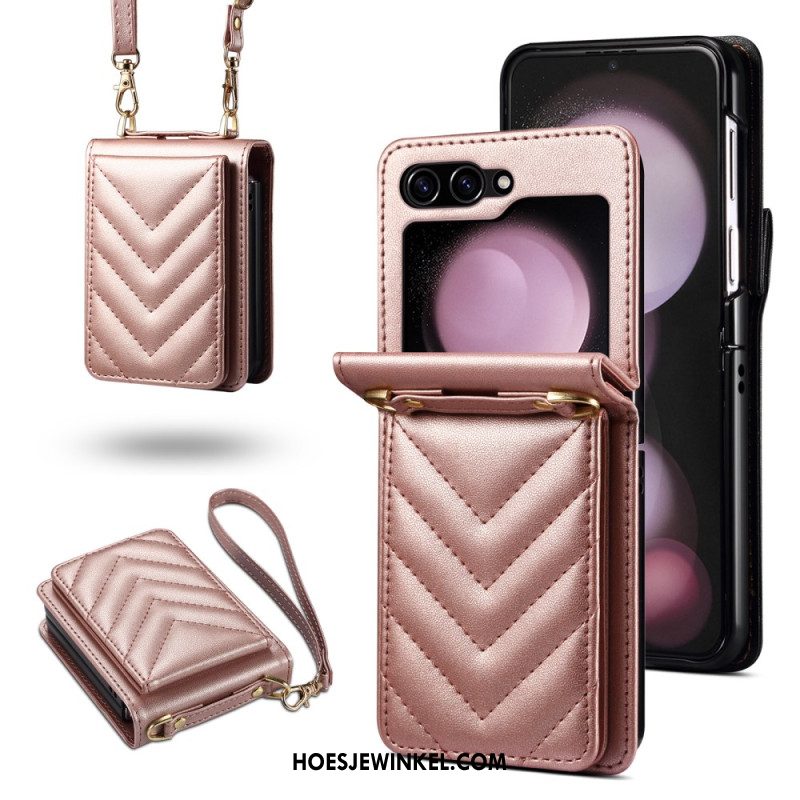 Hoesje Samsung Galaxy Z Flip 7 Fe Gewatteerde Kaarthouder En Schouderband