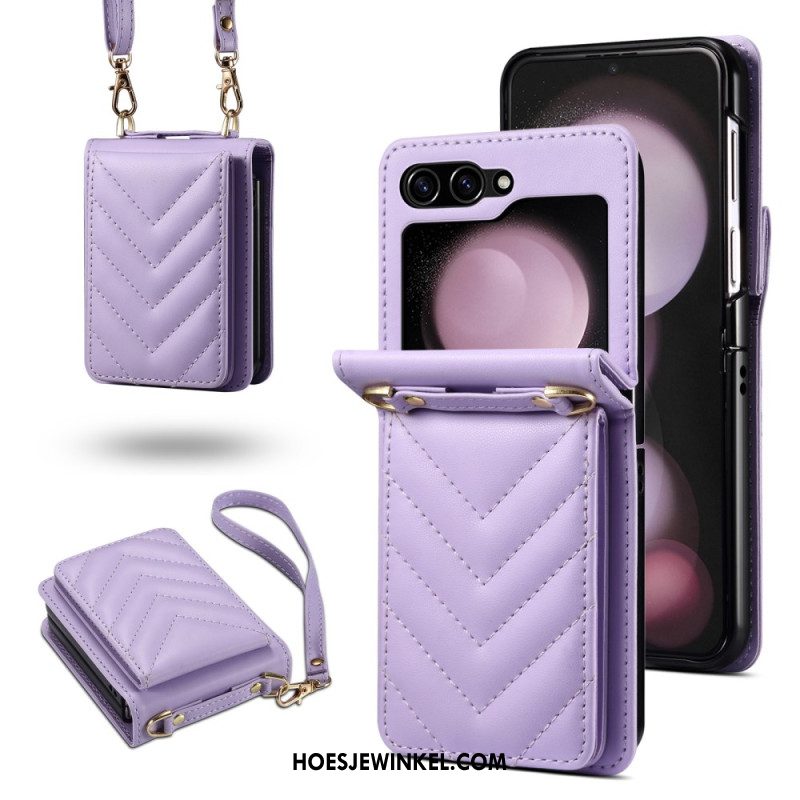 Hoesje Samsung Galaxy Z Flip 7 Fe Gewatteerde Kaarthouder En Schouderband