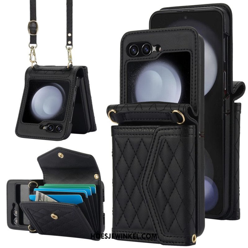 Hoesje Samsung Galaxy Z Flip 7 Fe Kaarthouder Schouderband En Draagkoord Bescherming Hoesje
