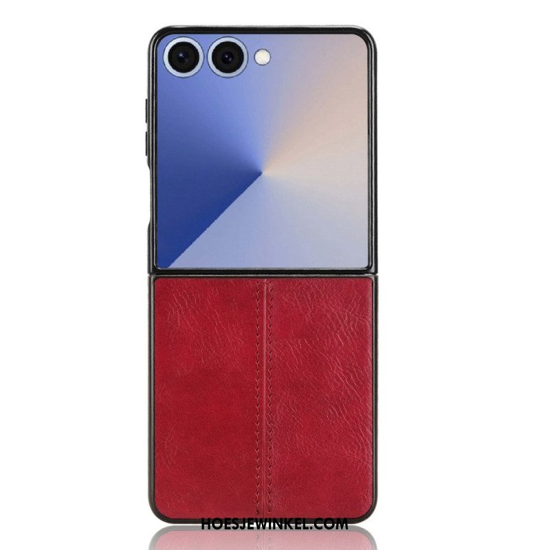 Hoesje Samsung Galaxy Z Flip 7 Gestikt Leer Effect