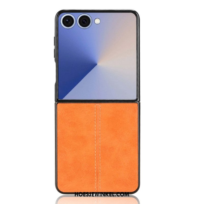 Hoesje Samsung Galaxy Z Flip 7 Gestikt Leer Effect