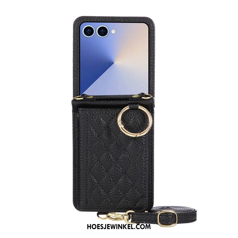 Hoesje Samsung Galaxy Z Flip 7 Gewatteerde Portemonnee Met Schouderband