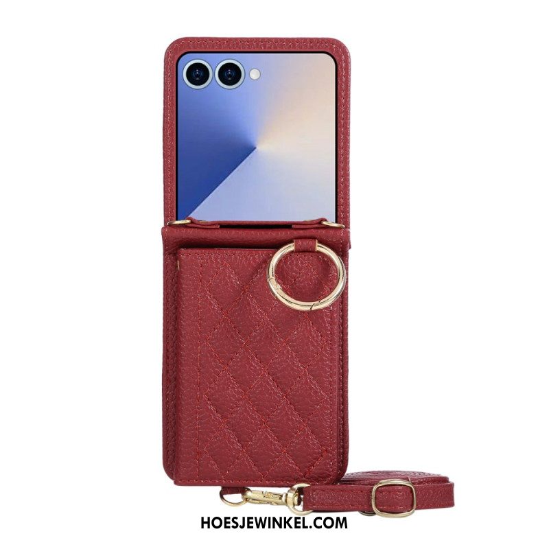 Hoesje Samsung Galaxy Z Flip 7 Gewatteerde Portemonnee Met Schouderband