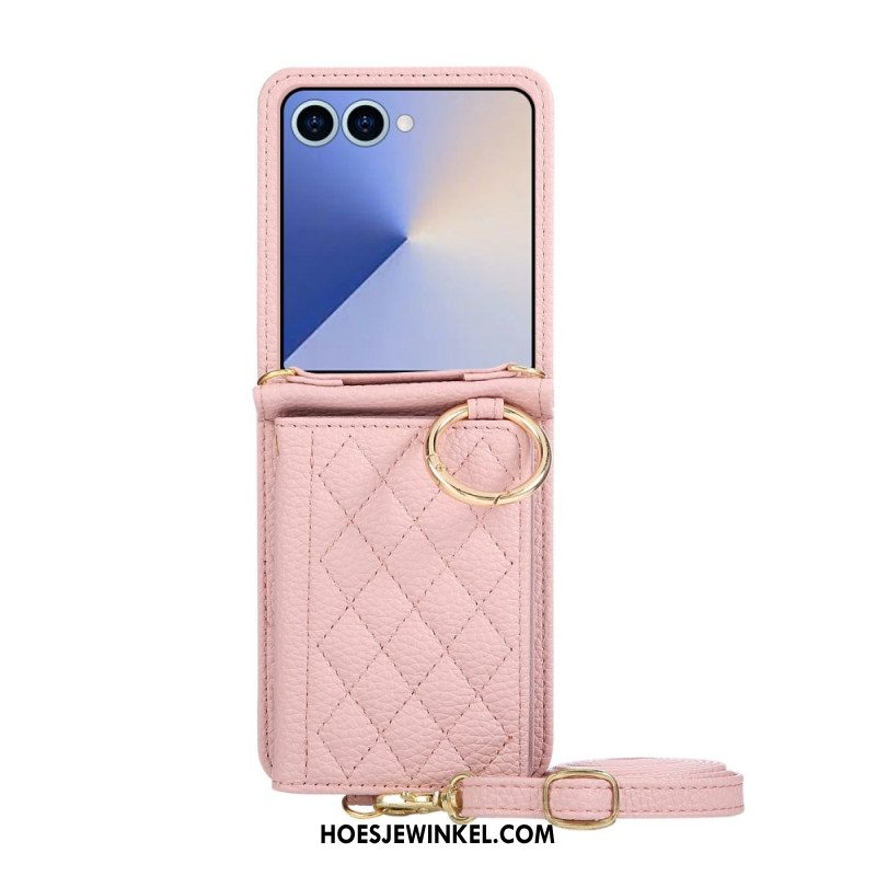 Hoesje Samsung Galaxy Z Flip 7 Gewatteerde Portemonnee Met Schouderband