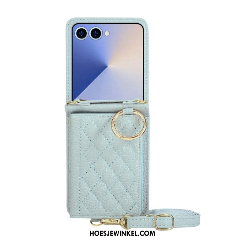 Hoesje Samsung Galaxy Z Flip 7 Gewatteerde Portemonnee Met Schouderband