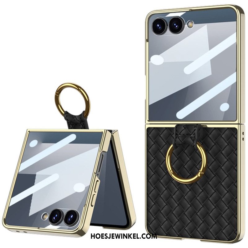 Hoesje Samsung Galaxy Z Flip 7 Geweven Textuur Met Ringhouder