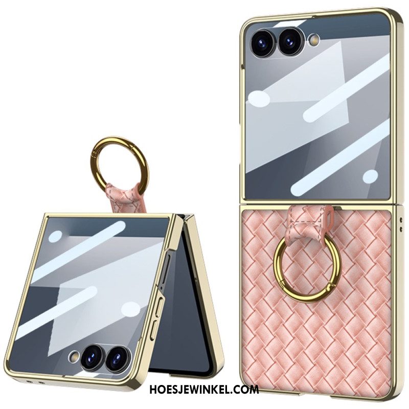 Hoesje Samsung Galaxy Z Flip 7 Geweven Textuur Met Ringhouder