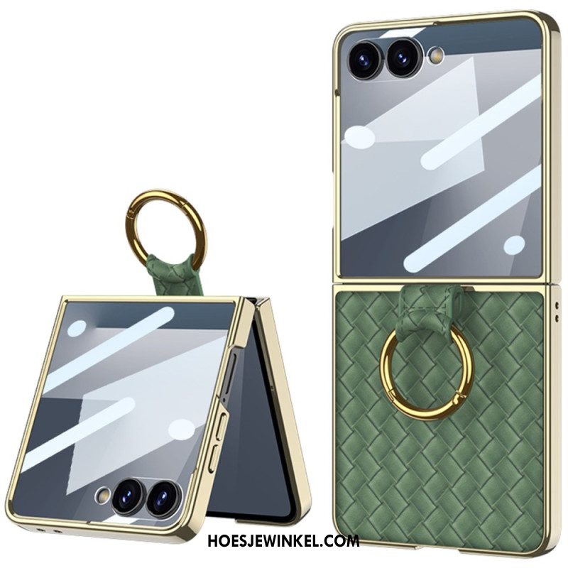 Hoesje Samsung Galaxy Z Flip 7 Geweven Textuur Met Ringhouder