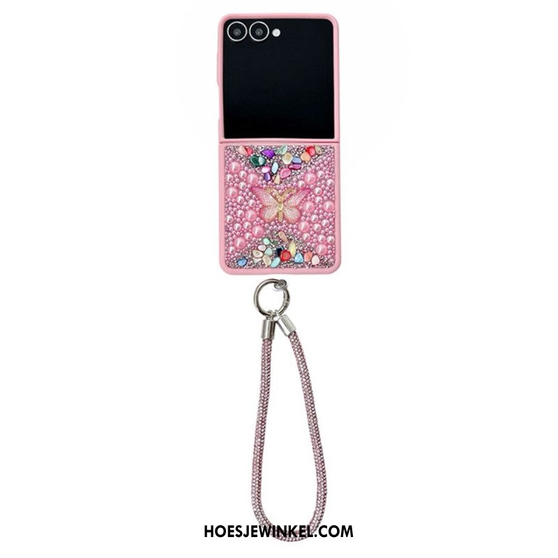 Hoesje Samsung Galaxy Z Flip 7 Glitterdesign En Polsband