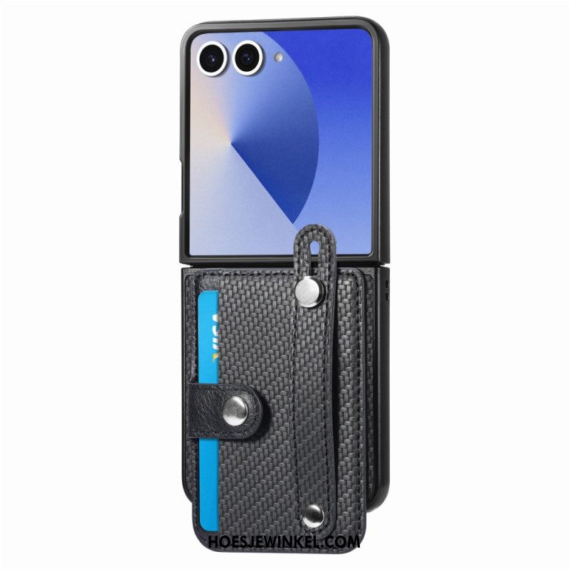 Hoesje Samsung Galaxy Z Flip 7 Kaarthouder Van Koolstofvezel